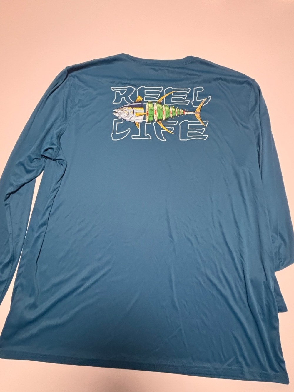 Mens Blue Reel Life Tuna Sushi Long Sleeve Fishing Shirt Size 3XL